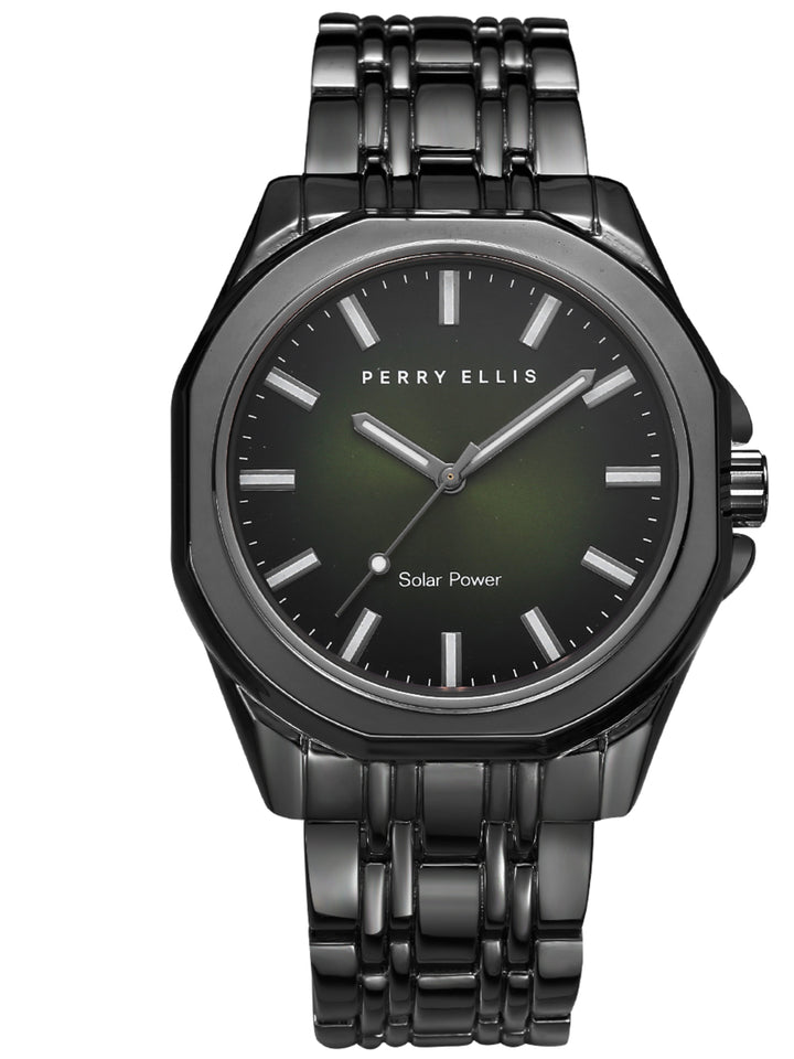 Perry Ellis 42mm Solar Powered Bracelet Watch (Gunmetal) 