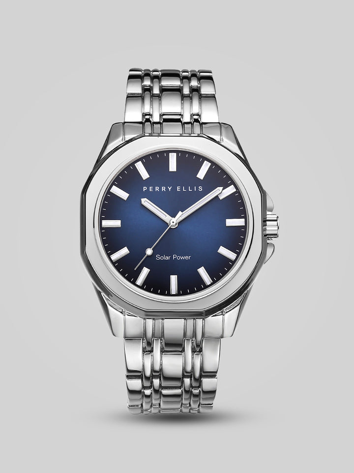 Solar Powered Stainless Steel Mesh Watch (Silver) 