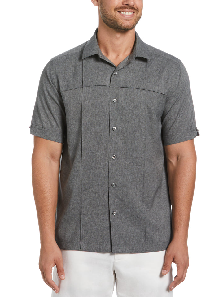 Two-Tone Cross Tuck Chambray Shirt (Jet Black) 