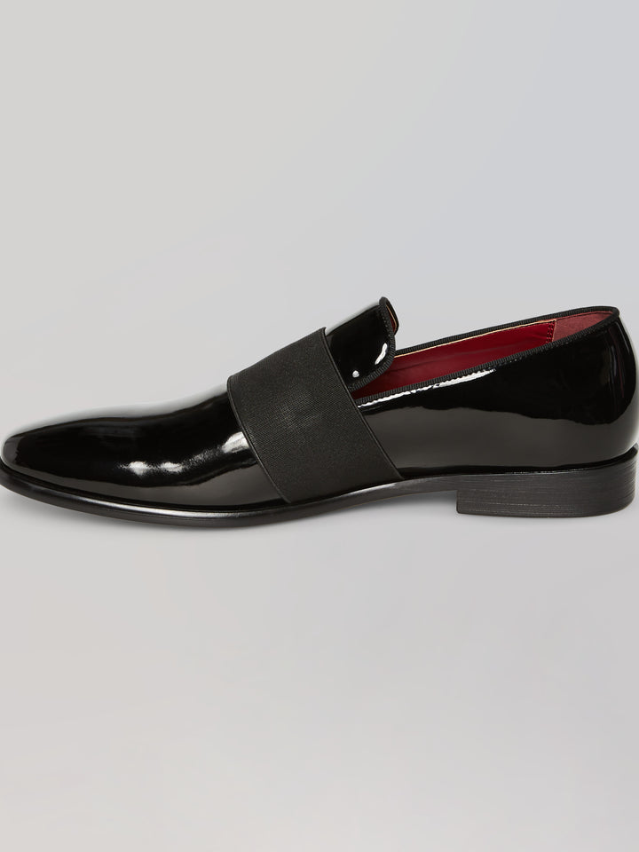 Patent Leather Slip-On Dress Shoe with Band (Black) 