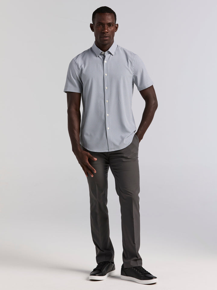 Slim Fit Cube Geometric Print Shirt (Chiseled Stone) 