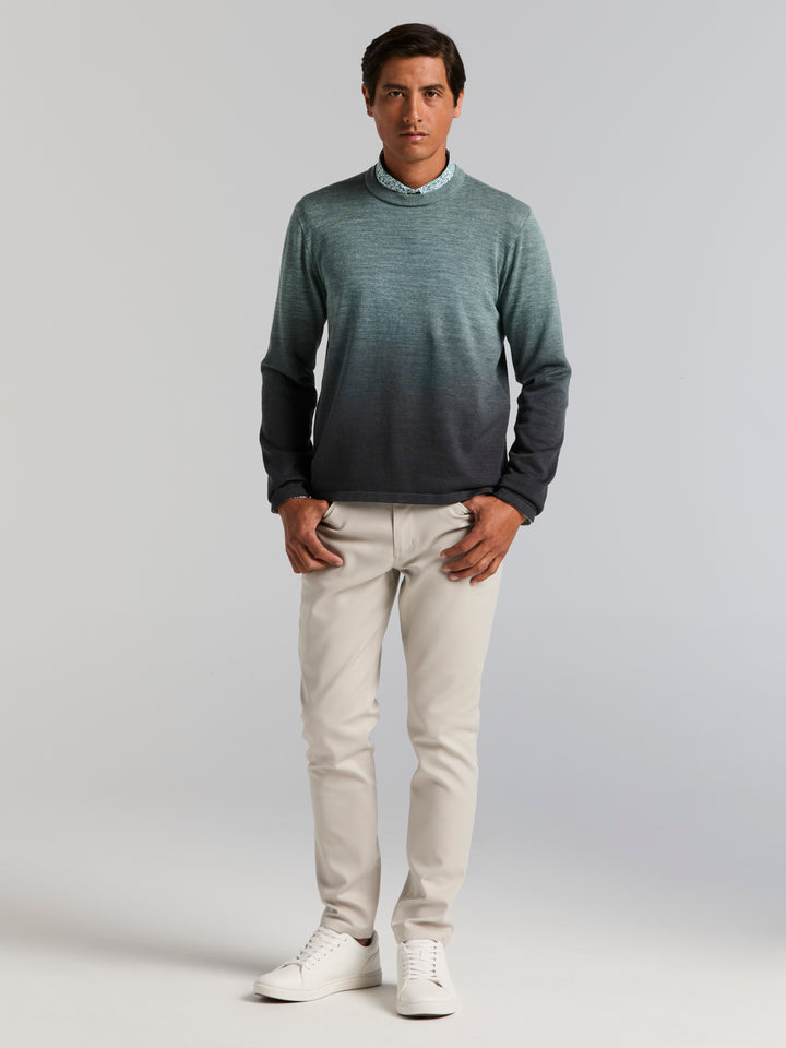 Long Sleeve Space Dye Crew Neck Sweater (Sea Pine) 