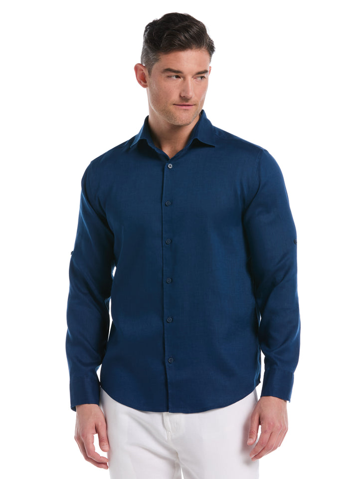 Linen Blend Wrinkle-Resistant Shirt (Estate Blue) 