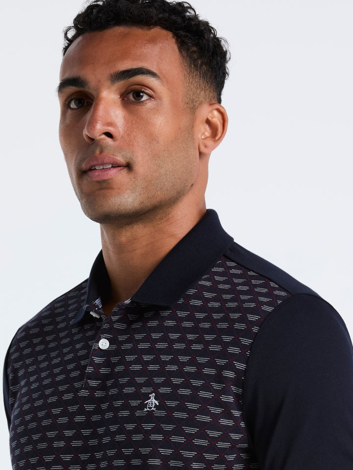 Diamond Jacquard Cotton Polo (Dark Sapphire) 