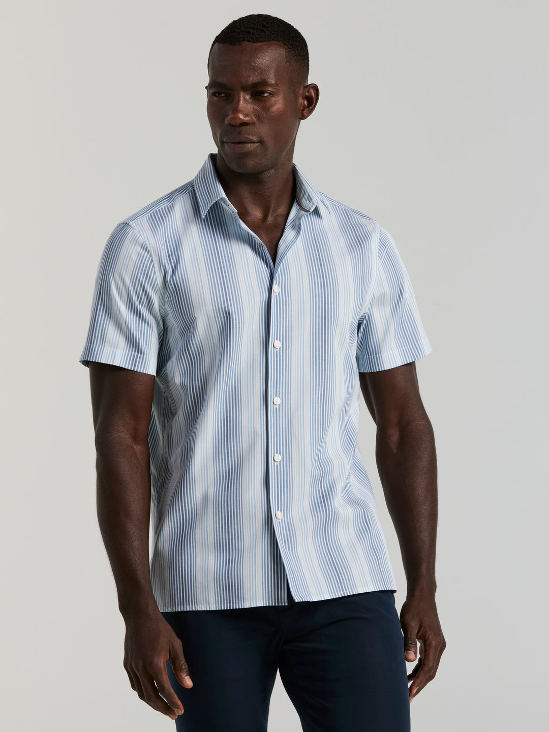 Multi-Tonal Vertical Stripe Shirt (Heritage Blue) 