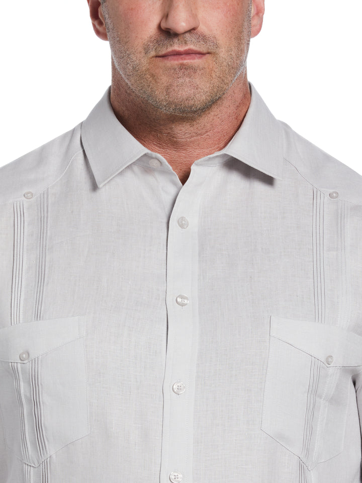 Big & Tall Linen Guayabera Shirt (Micro Chip) 