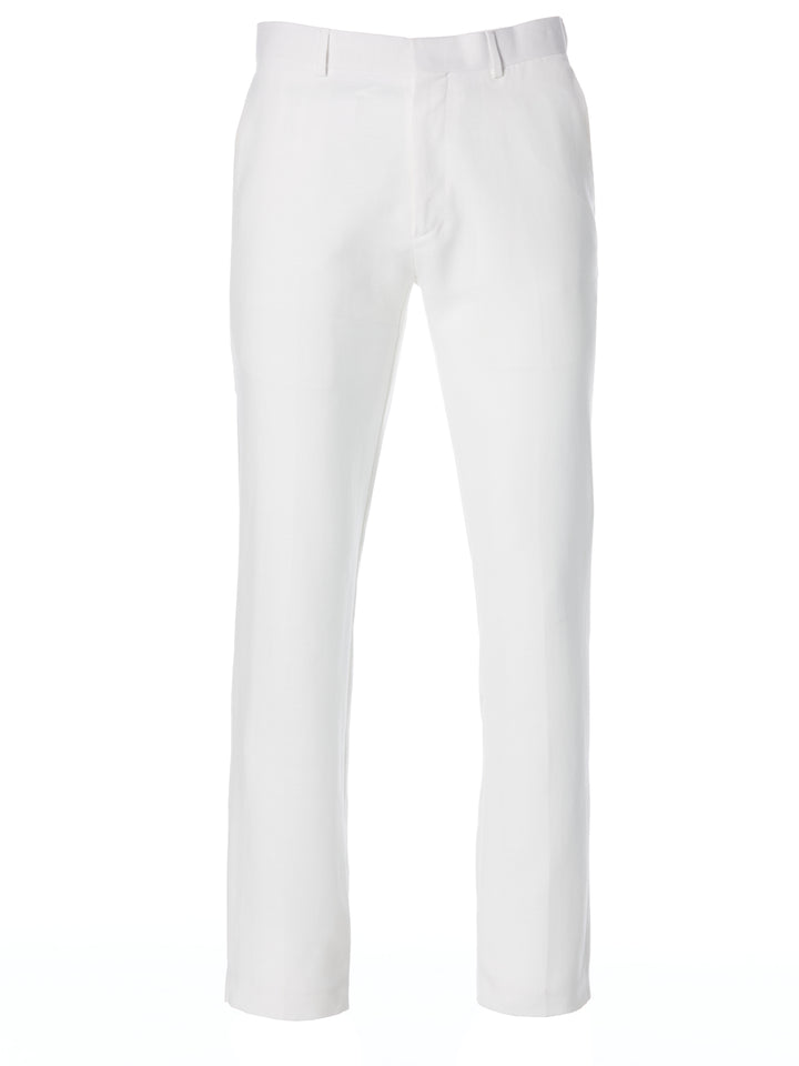 Linen Blend Flat Front Dress Pant (Bright White) 