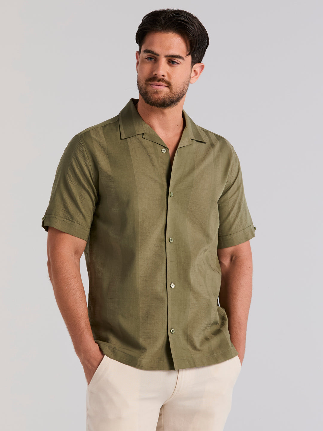 Seersucker Texture Shirt (Olivine) 