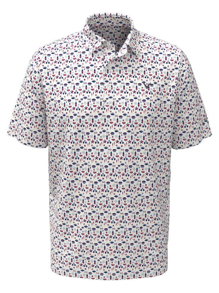 Boys Americana Print Polo (Bright White) 