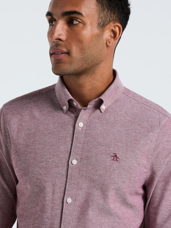Oxford Long Sleeve Button-Down Shirt (Cabernet) 