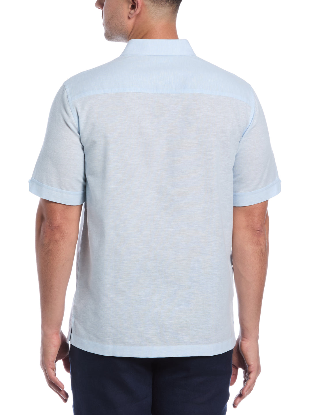 Linen Blend Tuck Panel Shirt (Dream Blue) 