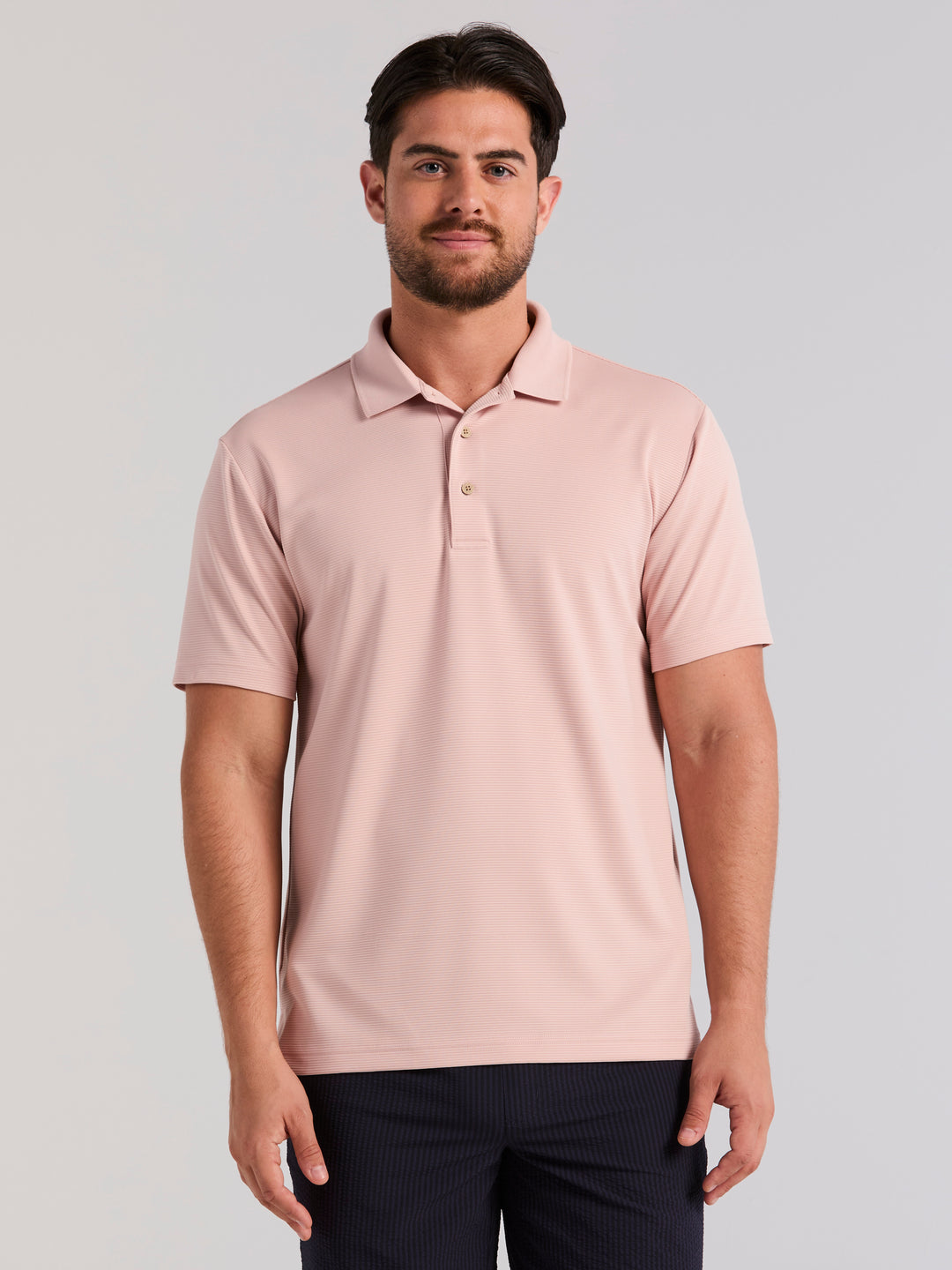 Wicking Ottoman Golf Polo Shirt (Rose Smoke) 