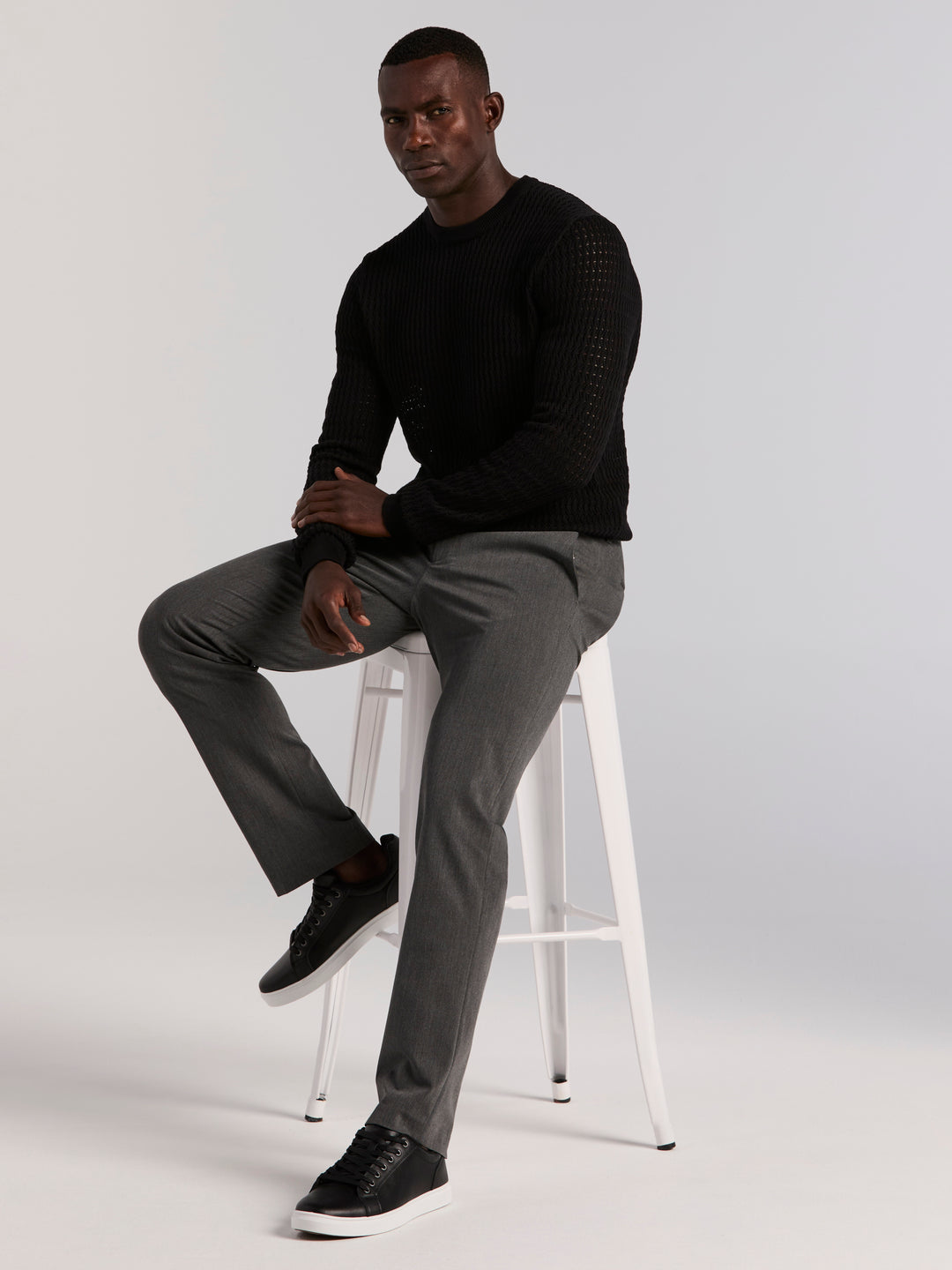 Cotton Crew Neck Sweater (Black) 