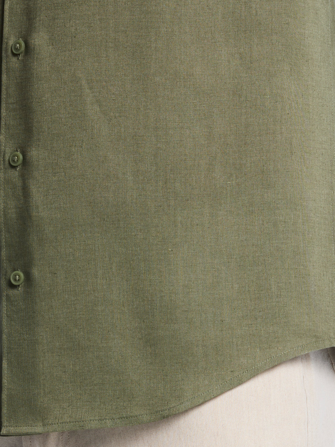 Linen Blend Wrinkle-Resistant Shirt (Olivine) 