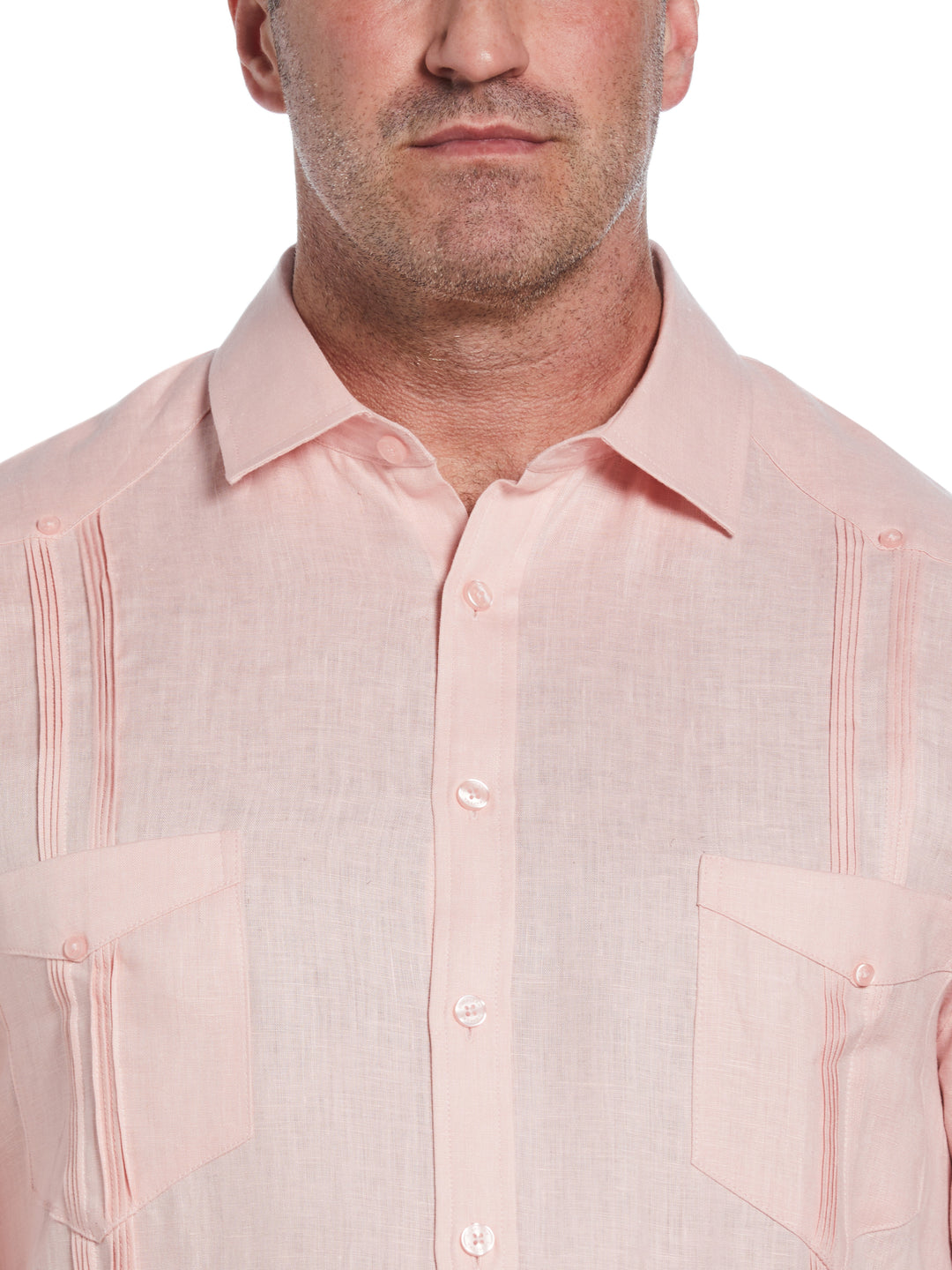Big & Tall Linen Guayabera Shirt (Silver Pink) 