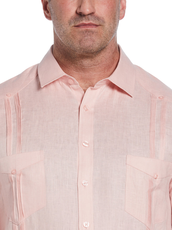 Big & Tall Linen Guayabera Shirt (Silver Pink) 