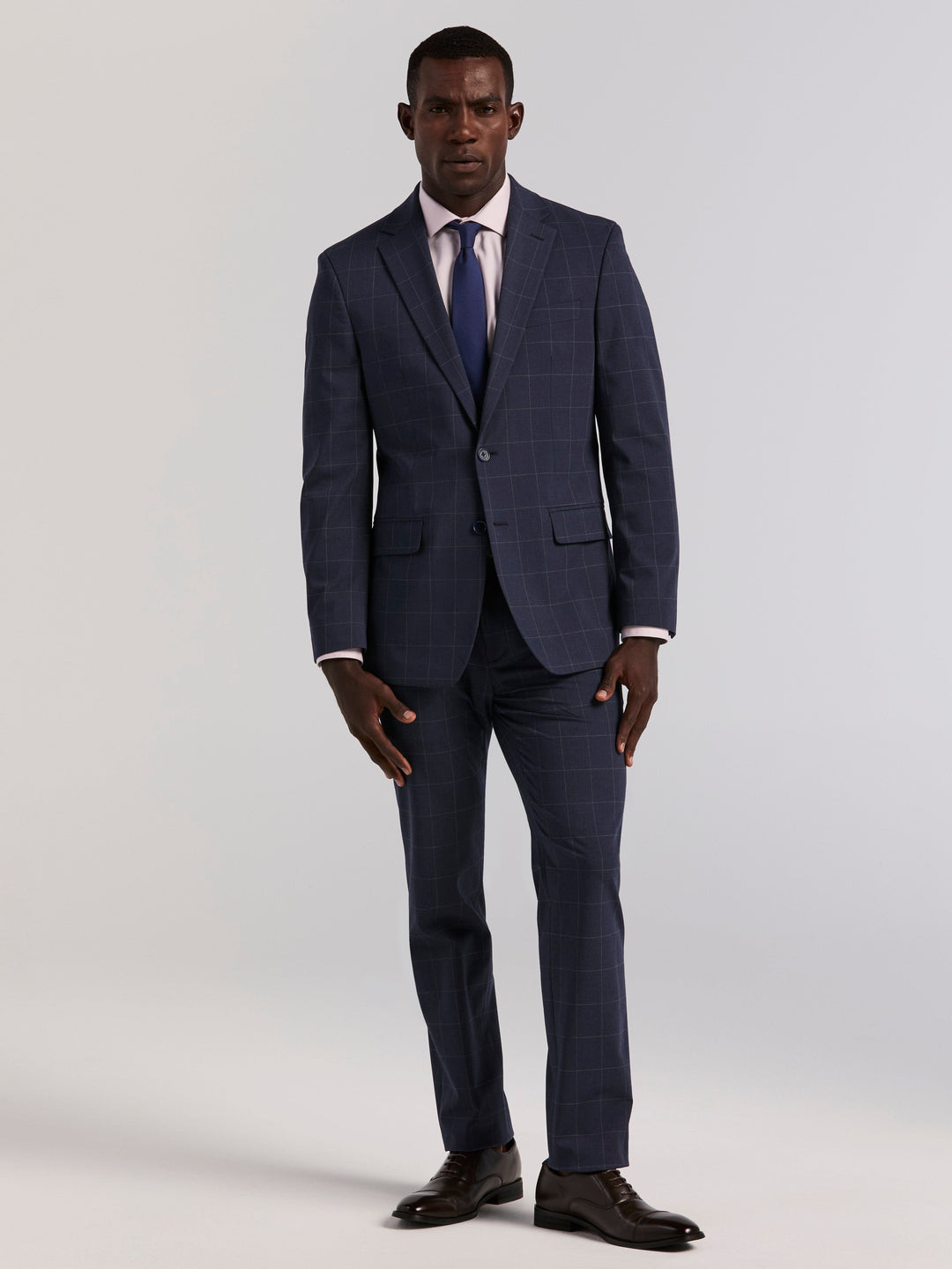 Slim Fit Windowpane Suit Pant (Blue) 