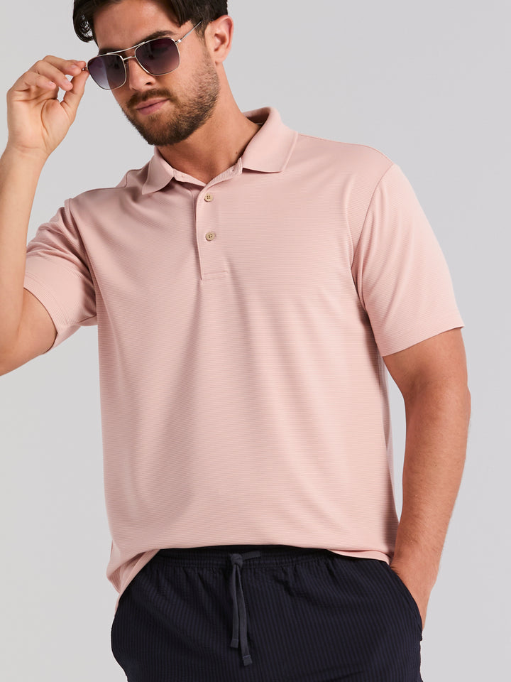 Wicking Ottoman Golf Polo Shirt (Rose Smoke) 