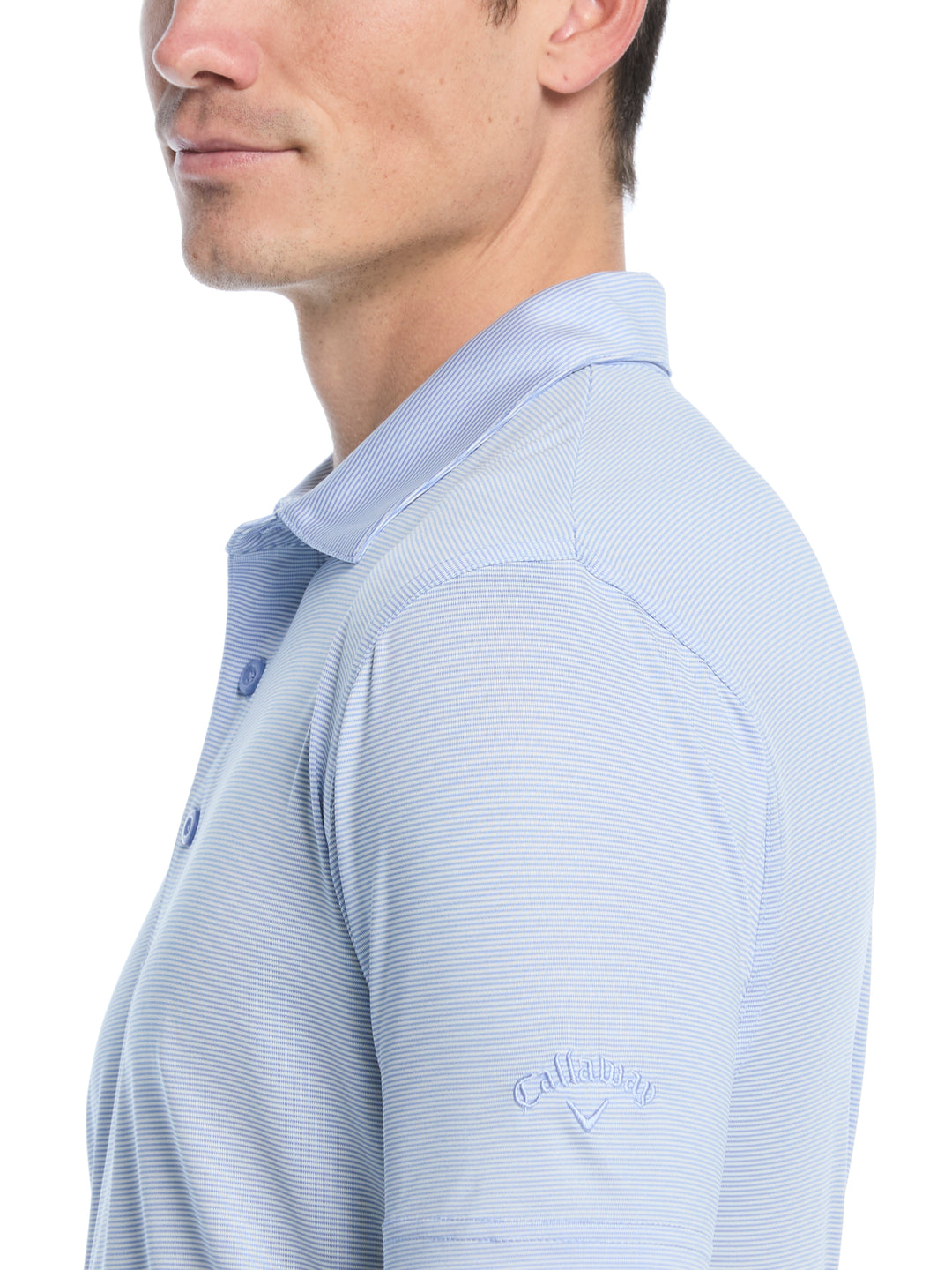 Fine Line Stripe Golf Polo Shirt (Chambray) 