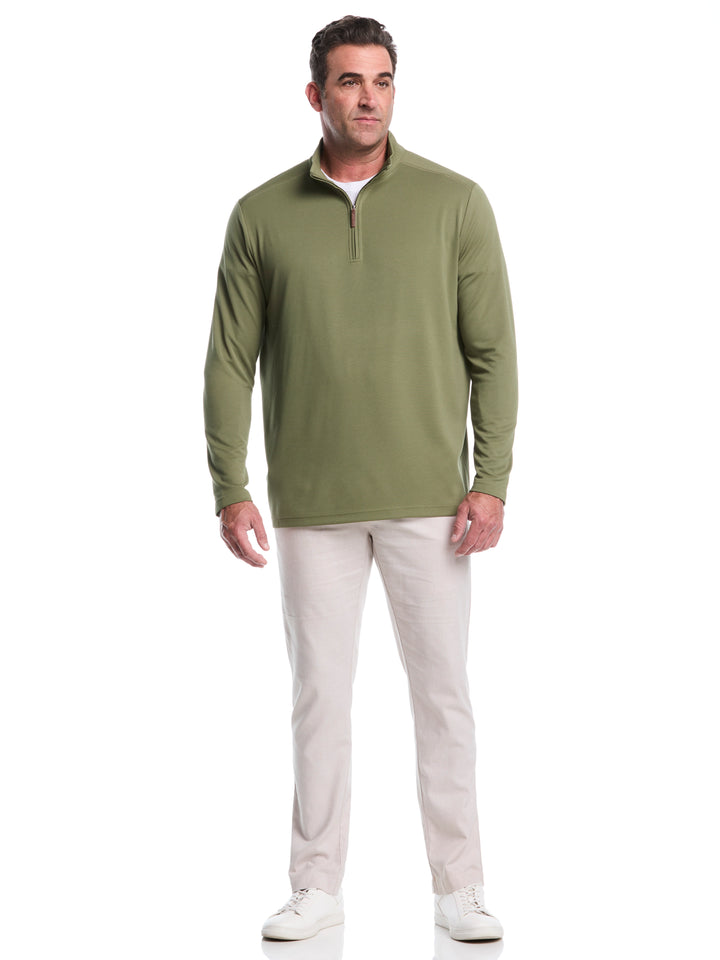 Big & Tall 1/4 Zip Long Sleeve Sweater (Olivine) 
