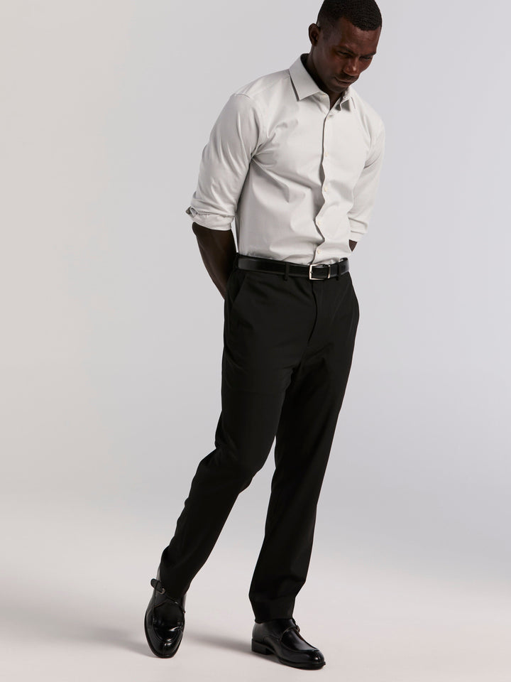 Slim Fit Dot Print Long Sleeve Shirt (Bright White) 