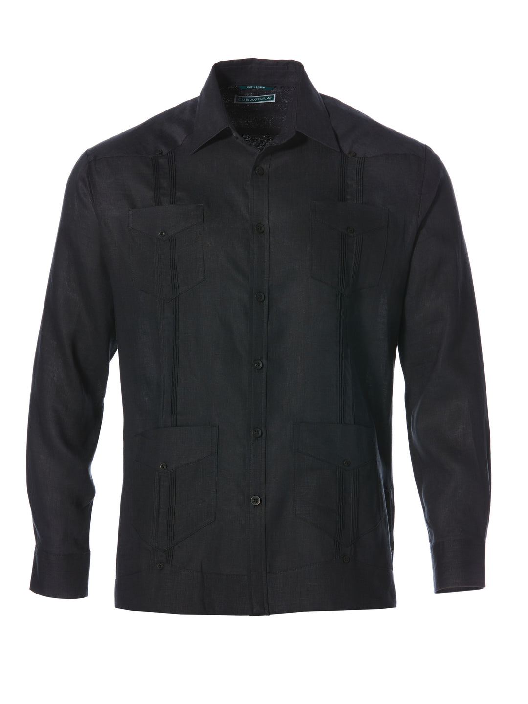 Linen Guayabera Shirt (Jet Black) 