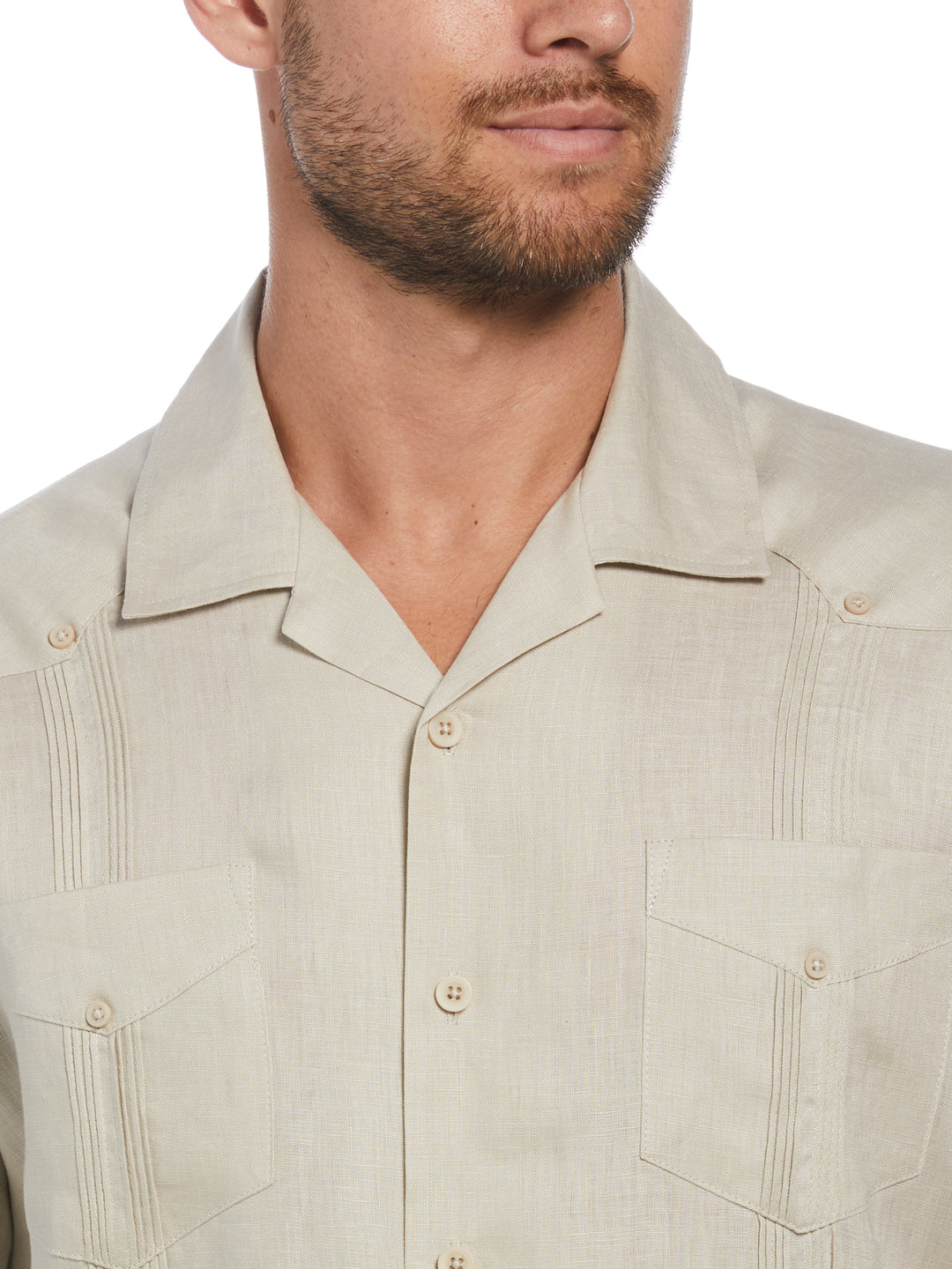 Linen Short Sleeve Guayabera Shirt (Natural Linen) 