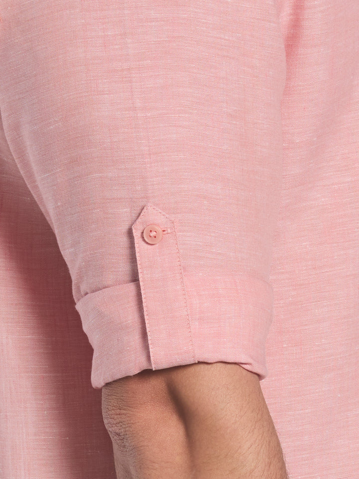 Linen Blend Wrinkle-Resistant Shirt (Terra Cotta) 
