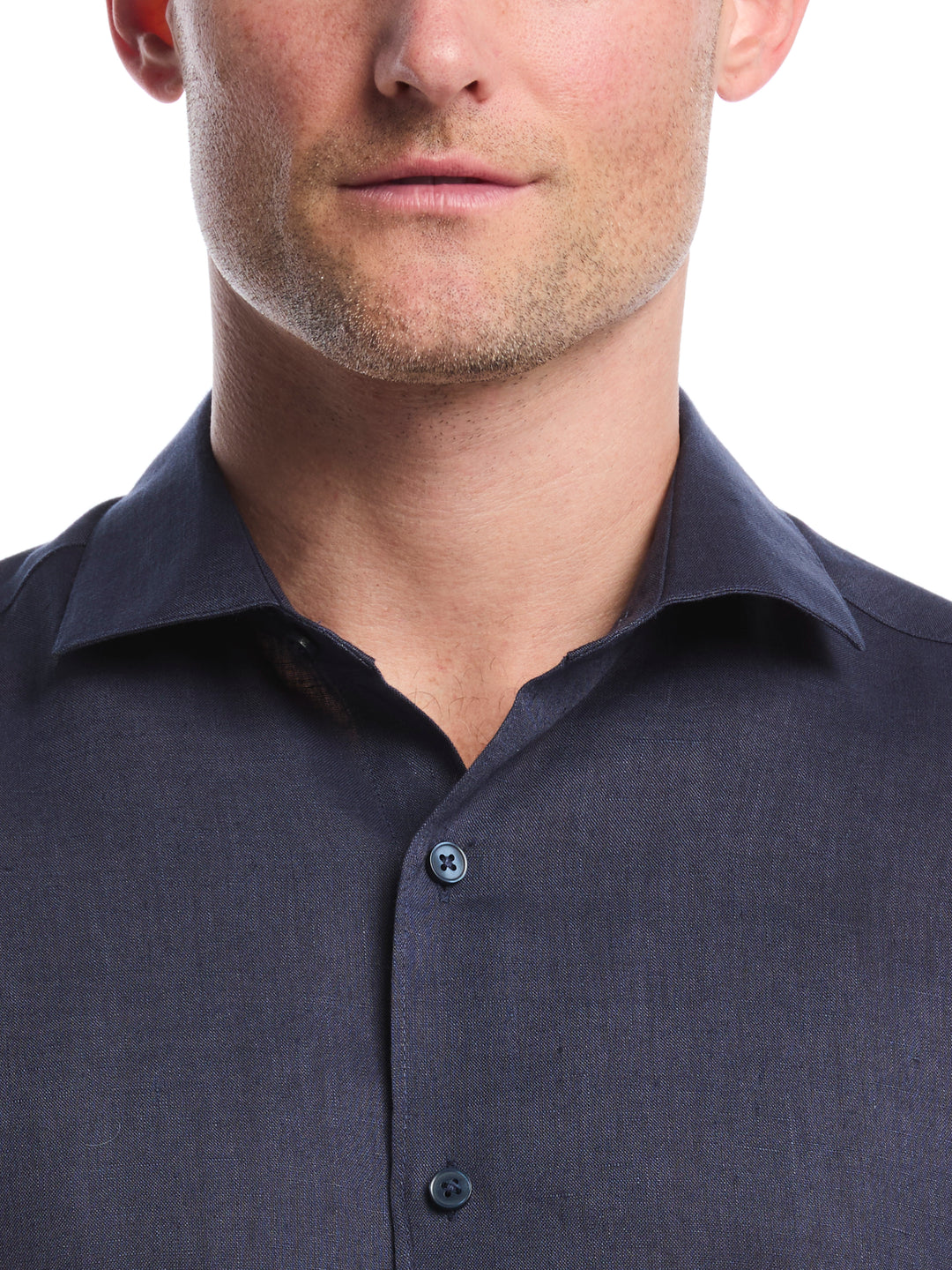 Linen Blend Wrinkle-Resistant Shirt (Mood Indigo) 