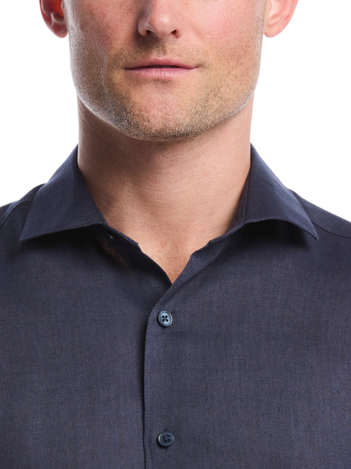 Linen Blend Wrinkle-Resistant Shirt (Mood Indigo) 