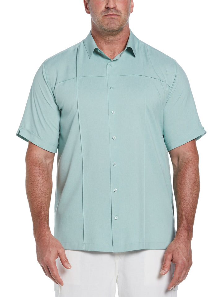 Big & Tall Two-Tone Cross Tuck Chambray Shirt (Blue Surf) 