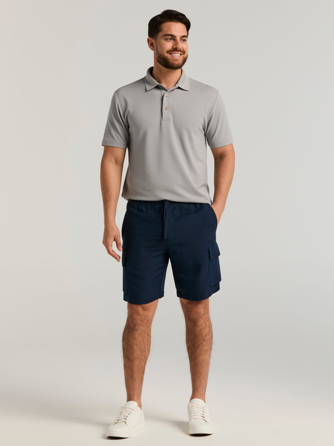 Linen Blend 8" Cargo Short (Dress Blues) 