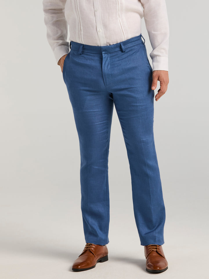 Delave Linen Flat Front Pant (True Navy) 