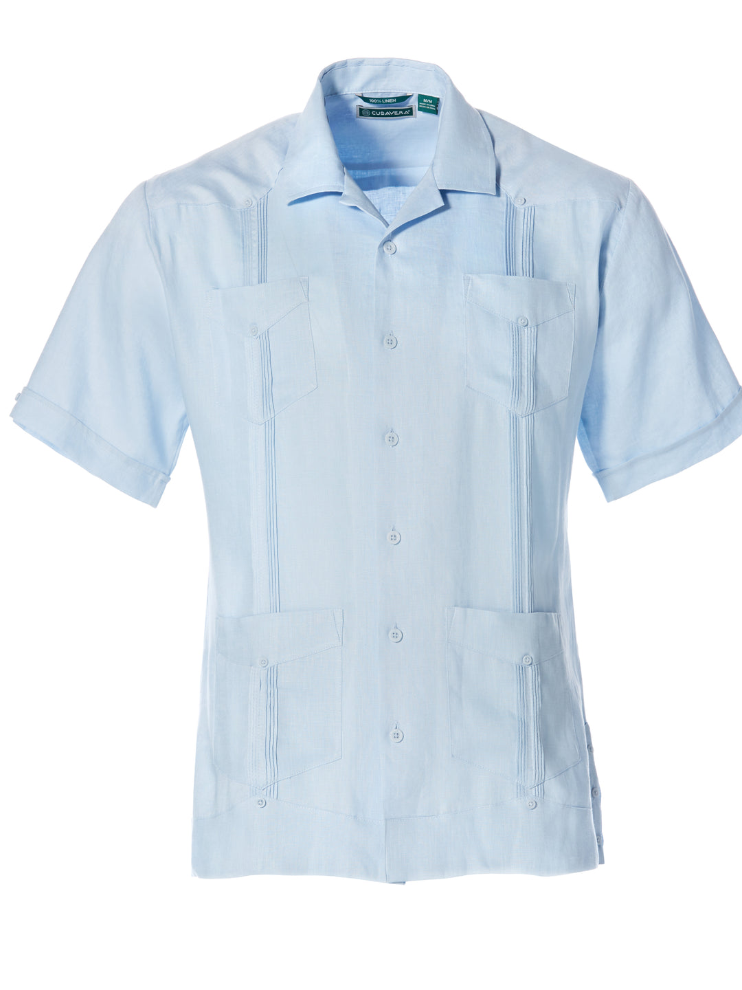 Linen Short Sleeve Guayabera Shirt (Cashmere Blue) 