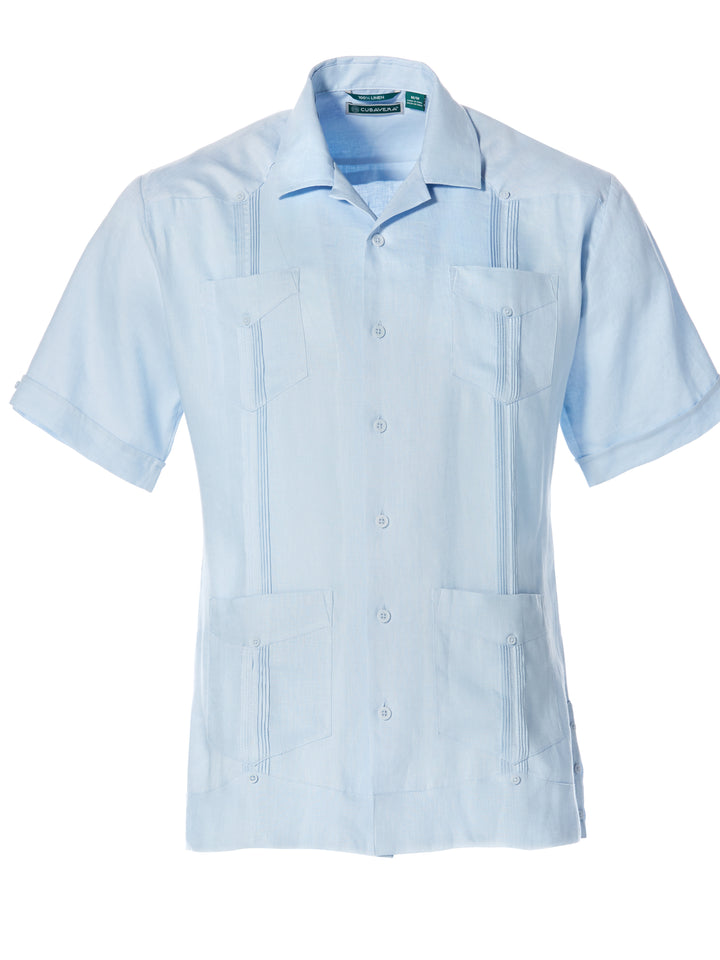 Linen Short Sleeve Guayabera Shirt (Cashmere Blue) 