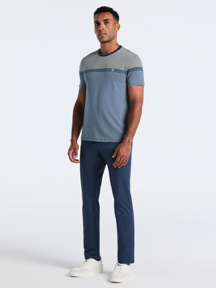 Engineered Stripe Jersey Tee (Reflecting Pond) 