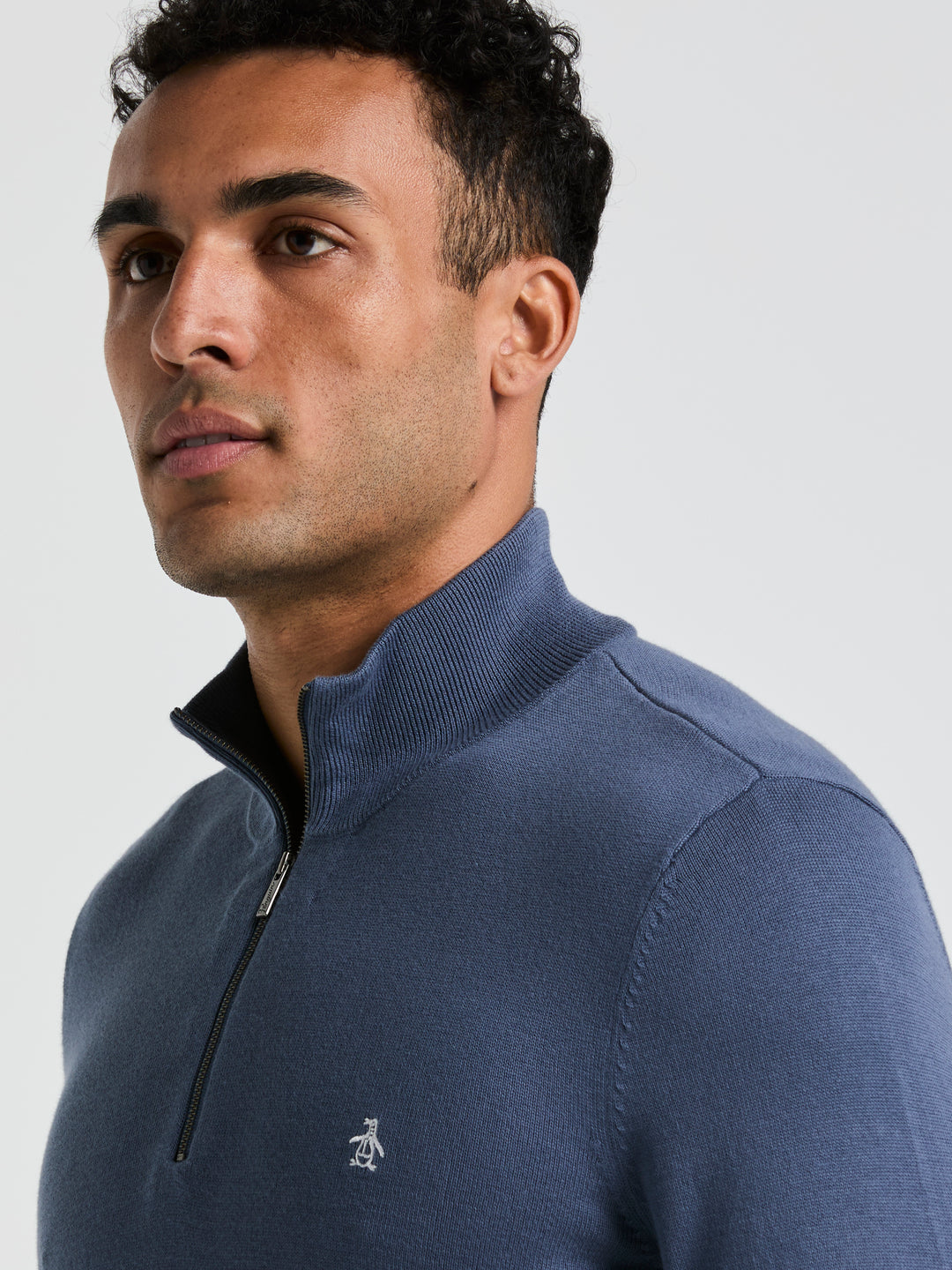 1/4 Zip Cotton Jersey Sweater (Vintage Indigo) 