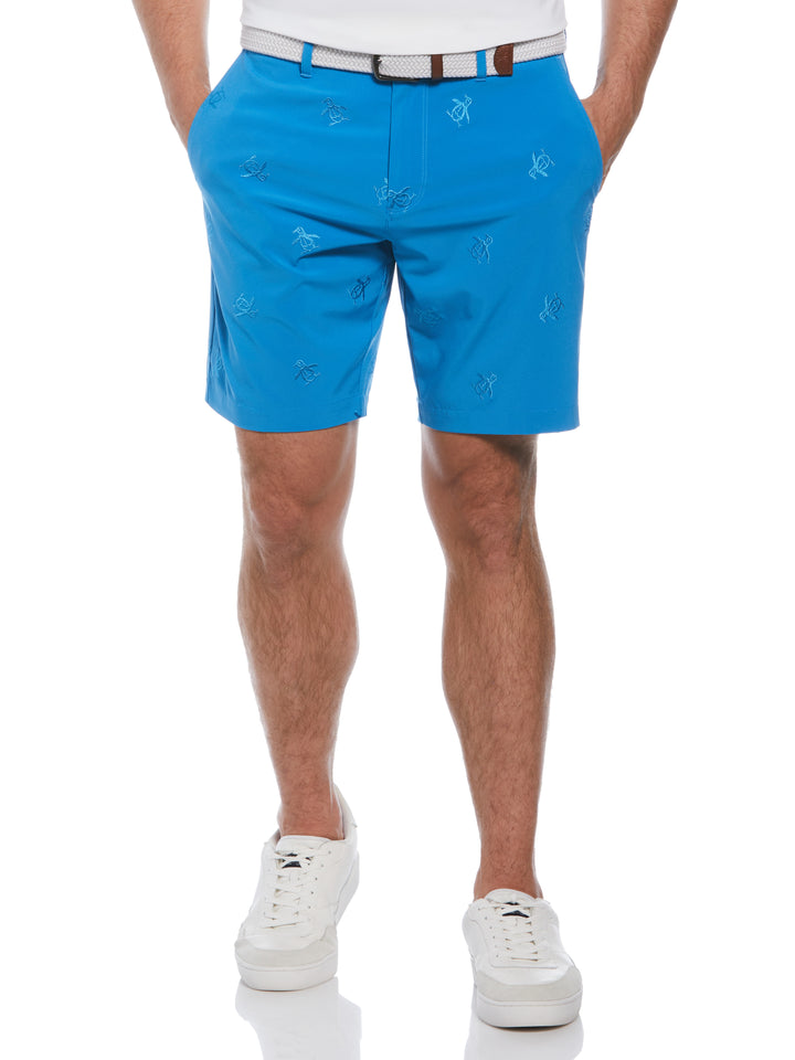 Pete Embroidered Flat Front Golf Shorts (Mediterranian Blue) 