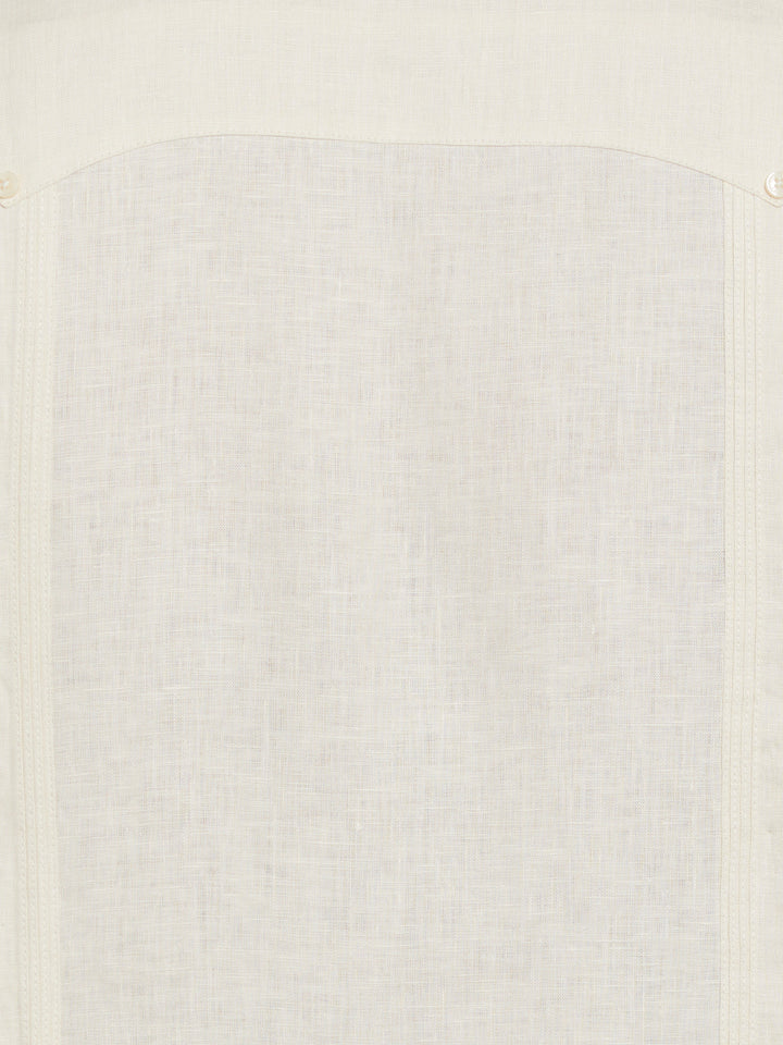 Big & Tall Linen Guayabera Shirt (Whitecap Gray) 