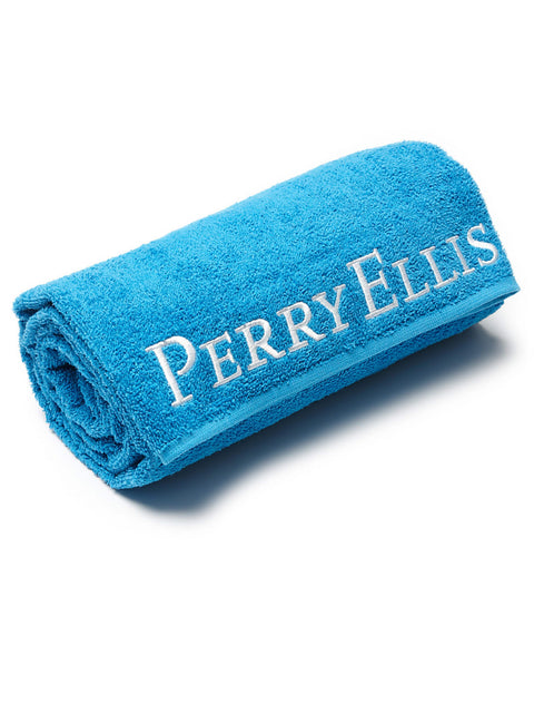 Aqua Beach Towel Bright White Perry Ellis