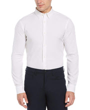 Big & Tall Slim Fit Crosshatch Stretch Shirt Bright White Perry Ellis