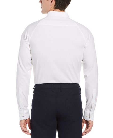 Big & Tall Slim Fit Crosshatch Stretch Shirt Bright White Perry Ellis