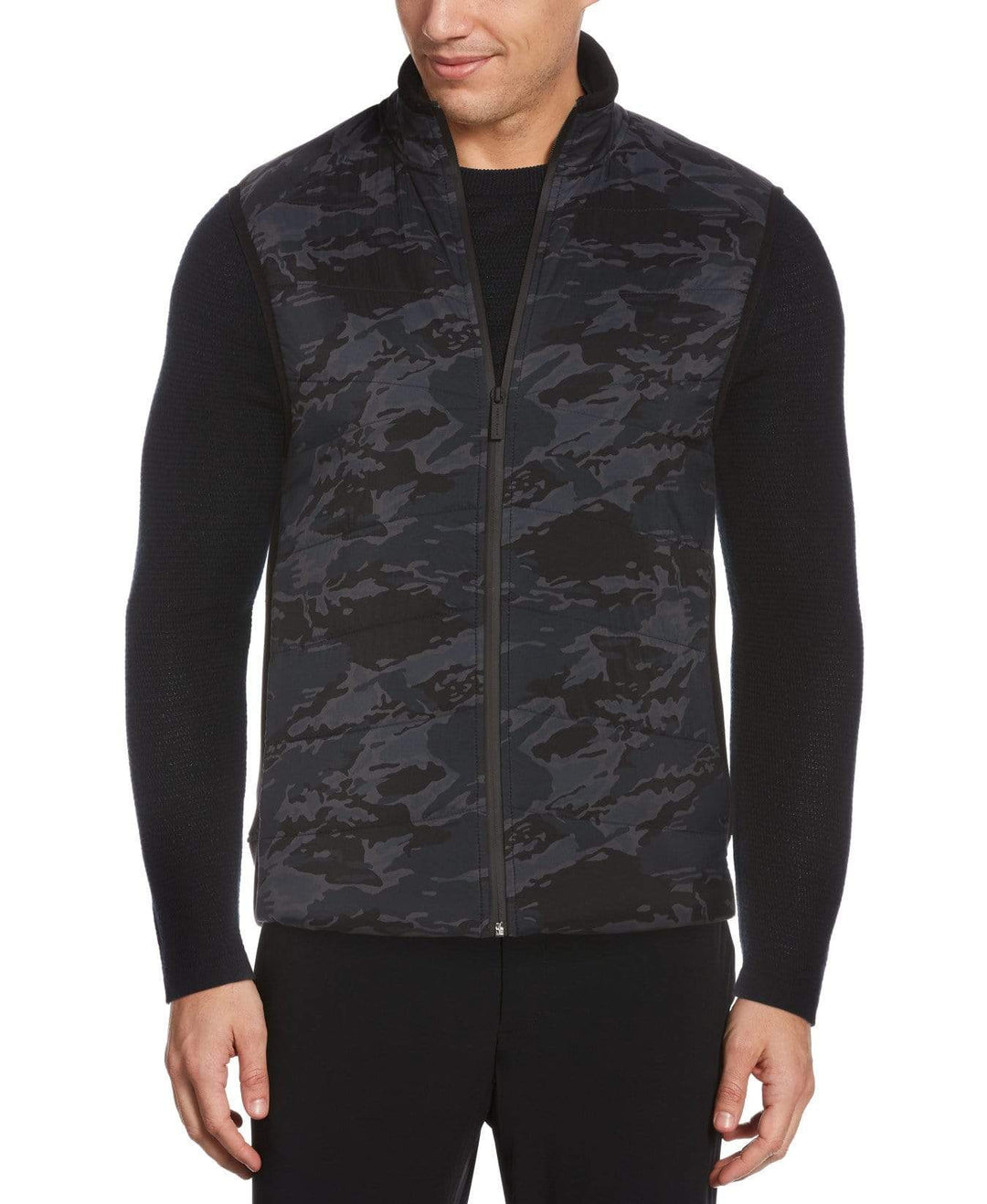 Big & Tall Tonal Camo Quilted Vest Dark Sapphire Perry Ellis