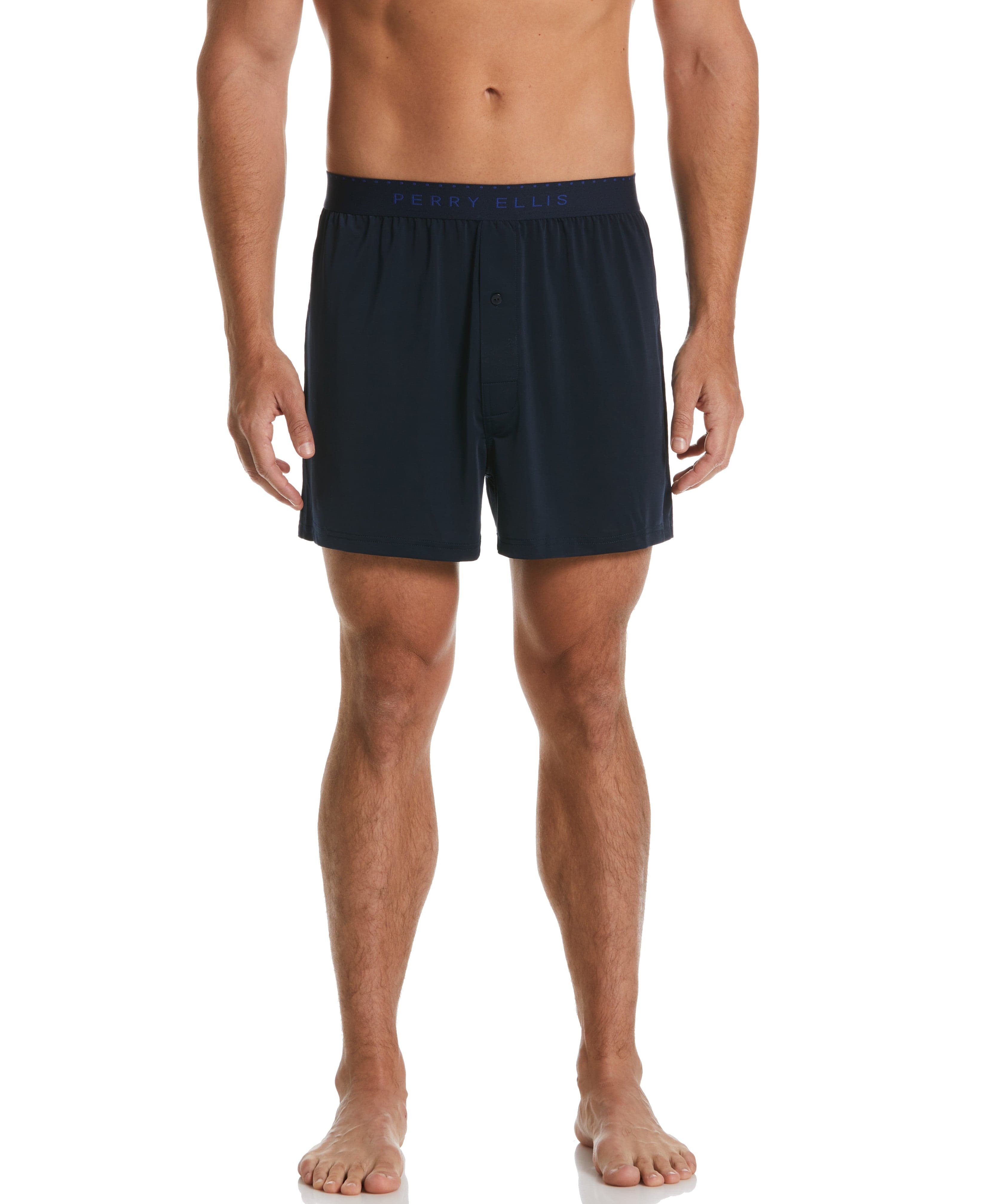 3 Pack Navy Solid Luxe Boxer Short | Perry Ellis
