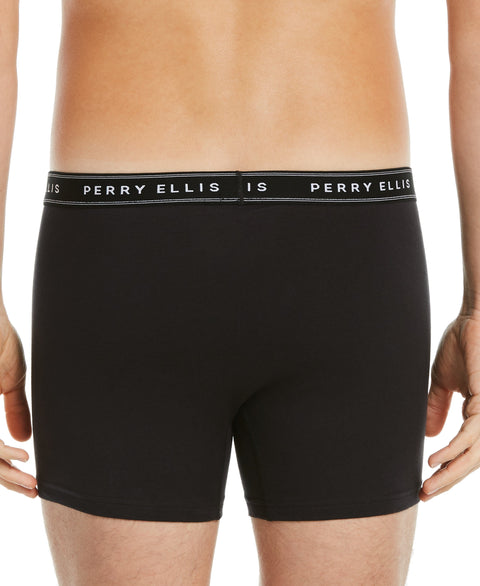 4 Pack Assorted Solid Stretch Boxer Brief Black Perry Ellis