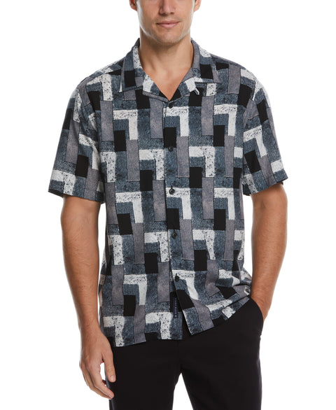 Abstract Block Print Soft Camp Shirt (Rock Ridge) 