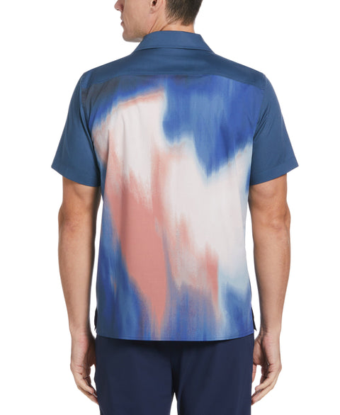 Abstract Print Camp Collar Soft Shirt (Dark Denim) 