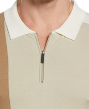 Color Block Quarter Zip Polo (Egret) 