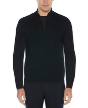 Big & Tall Textured Merino Blend Quarter Zip Sweater Dark Sapphire Perry Ellis