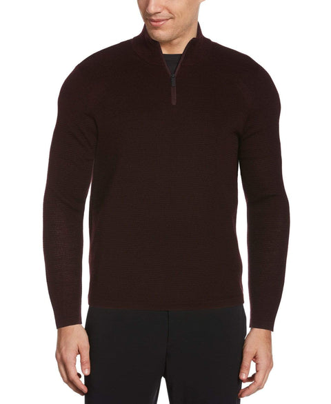 Big & Tall Textured Merino Blend Quarter Zip Sweater Port Perry Ellis